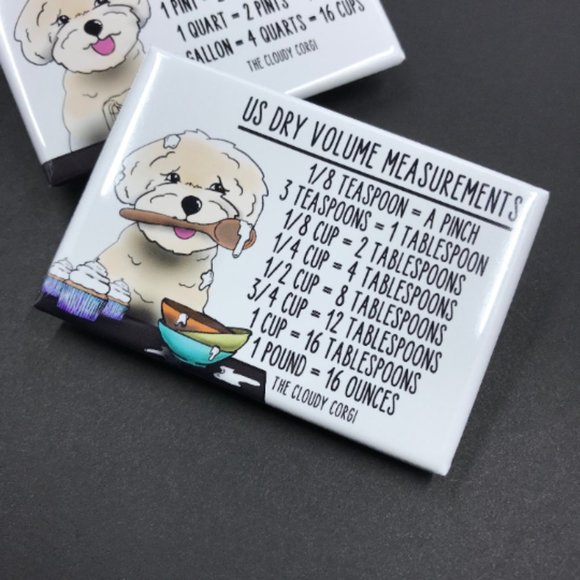 Shih Tzu Dog Measuring Chart Magnet Set Handmade Kitchen Cooking Baking Guide - Picture 4 of 7